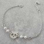 Gekweekte parelarmband met panda in zilver 925