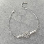 Gekweekte parel en tijger armband aan 925 zilveren ketting