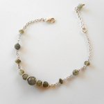 Groene labradoriet stenen armband aan 925 zilveren ketting
