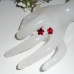 Rode Swarovski Kristal Dubbele Bloem Ring