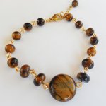 Tijgeroog en roestvrij stalen armband