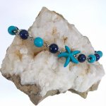 Lapis en Turkoois armband met blauwe zeesterren