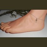Ankerarmband/enkelketting met kristallen anker en tol aan 925 zilveren ketting