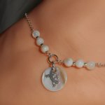 Originele 925 zilveren armband/enkelketting met parelmoer en tarantula