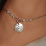Originele 925 zilveren armband/enkelketting met parelmoer en levensboom