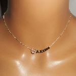 925 zilveren choker ketting met klein hoefijzer en zwarte kristallen kralen