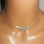 925 zilveren choker ketting met kleine dolfijn en turquoise stenen