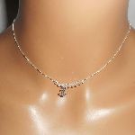 925 zilveren choker ketting met anker en kristallen kralen
