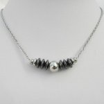 Herenketting met hematietstenen en roestvrijstalen kraal
