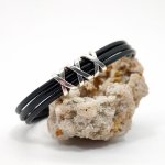 Herenarmband zwart leer met parel XXX