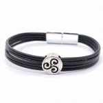 Tricelarmband op meerstrengsleer 