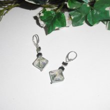 Groene kristallen diamanten oorbellen op 925 sterling zilver