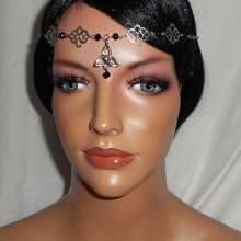 Zwarte Boheemse kristallen kralen tiara met Keltische motieven 2 in 1