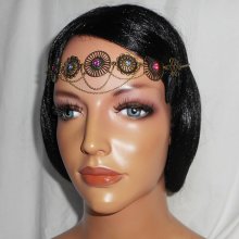 Bronzen tiara met roze en paarse Swarovski kristallen strass