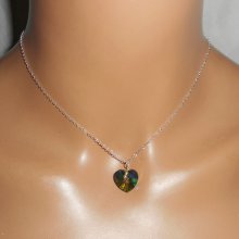 Groene Swarovski kristallen hart hanger aan 925 zilveren ketting