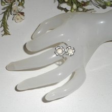 Originele 925 zilveren ring met bloemen en wit Swarovski kristal