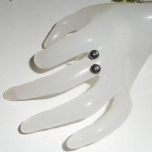 Originele 925 zilveren ring met grijze hematiet ronde stenen