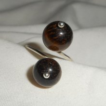 Originele 925 zilveren ring met bruine tijgeroog stenen