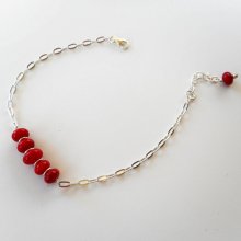 Armband met rode gorgon kralen aan 925 zilveren ketting