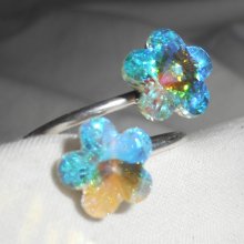 Swarovski kristal dubbele bloem ring