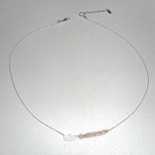 925 zilveren choker ketting met kleine vleugel en roze kristallen kralen