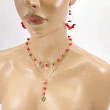  Dubbele rij ketting bezet met rode gorgon en zon