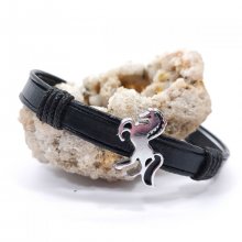 Paardenarmband op lederen koord 