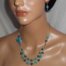 Lapis Lazzuli en Turkoois Ketting bezet met vlinder