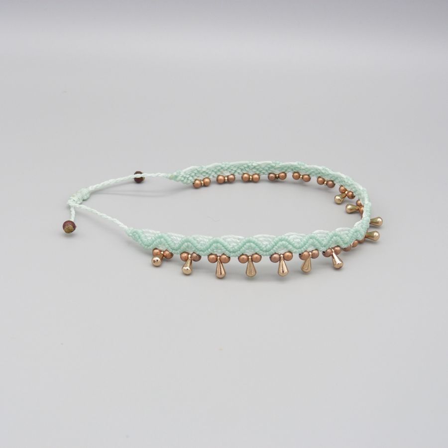 Enkelbandje in micro-macramé "water mint groen