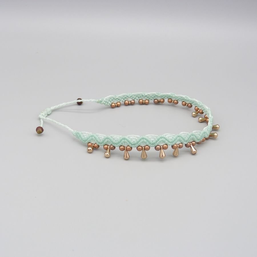 Enkelbandje in micro-macramé "water mint groen