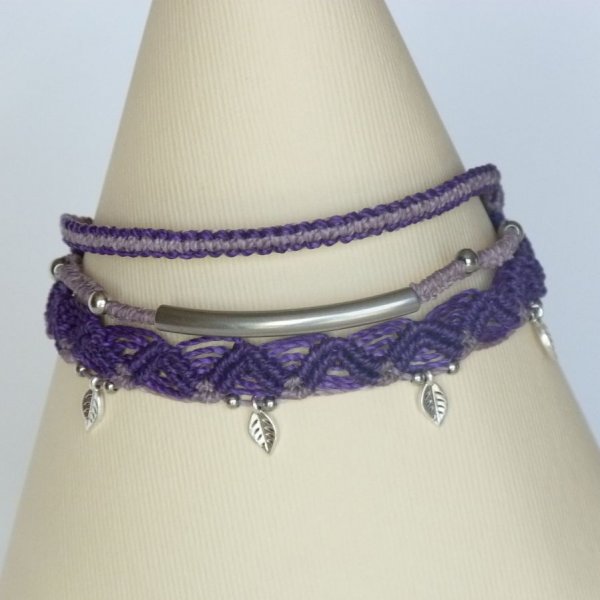 3 in 1 Multi-Rijg Armband Paars en Violet