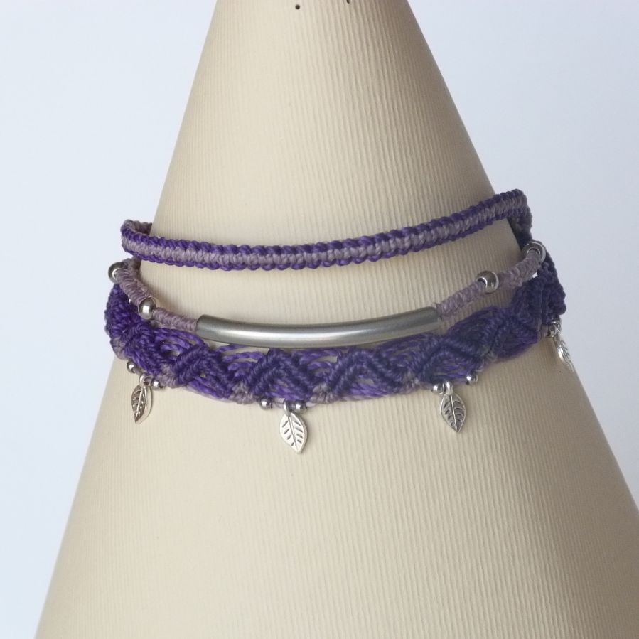 3 in 1 Multi-Rijg Armband Paars en Violet