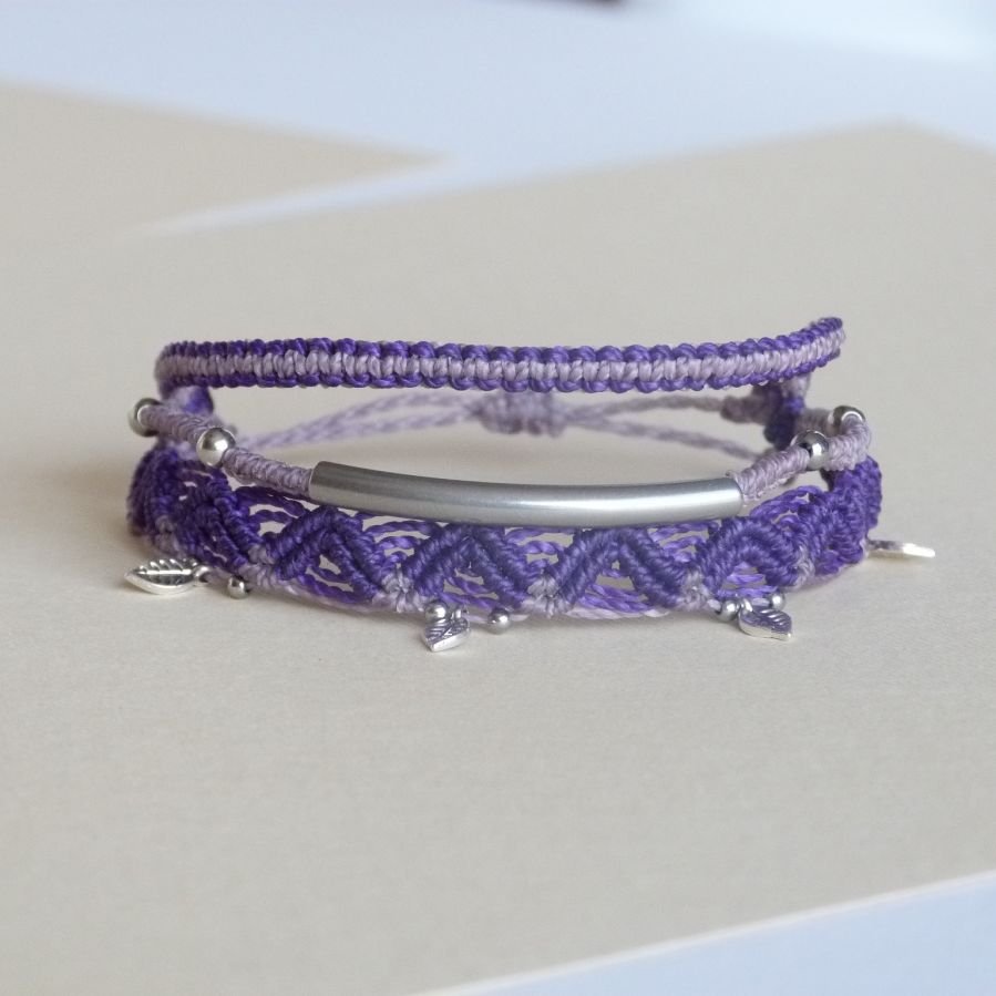 3 in 1 Multi-Rijg Armband Paars en Violet