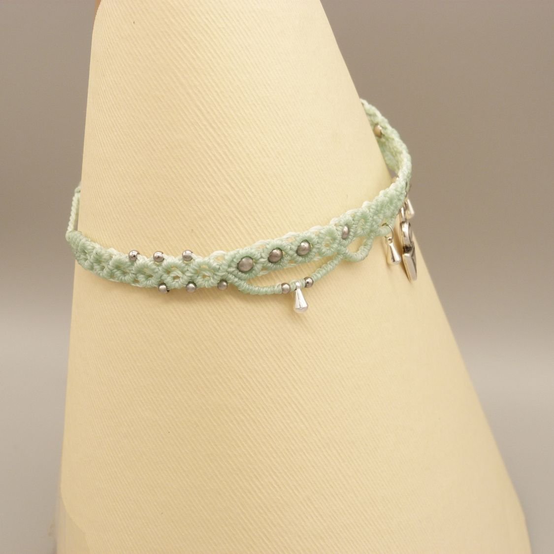 Water mintgroen micro macramé choker collier