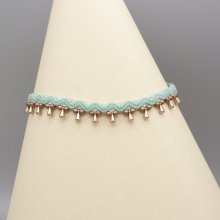 Enkelbandje in micro-macramé "water mint groen