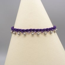Enkelbandje in paars micro-macramé