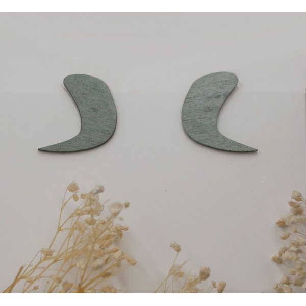 Grijs metallic hout grafische oorbellen