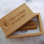 Clé Usb 16 Go dans coffret bois bambou à personnaliser par gravure pour un mariage