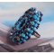 Naïade ring geborduurd met een turquoise blauwe hars en kristal cabochon, een prachtig lichtspel.