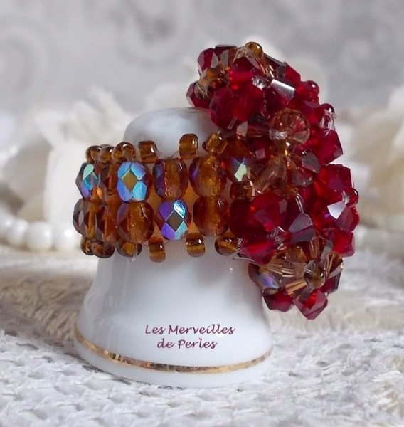 Klaproos ring met Swarovski kristal facetten en spinners