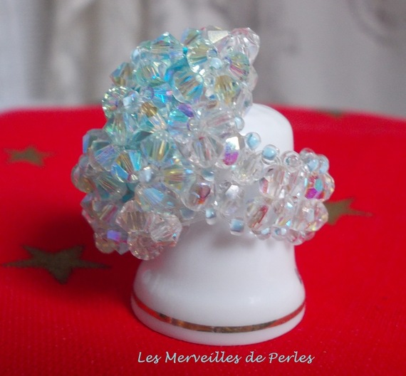 Kristal blauwe ring met Swarovski kristal facetten en spinners