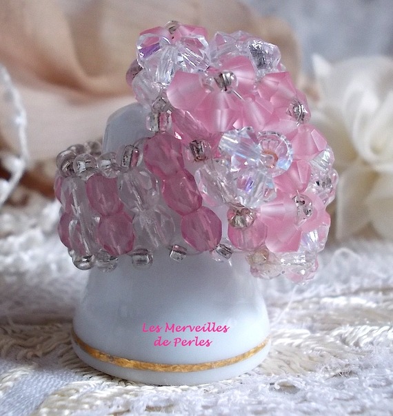 Fonkelende Roze Ring met Swarovski kristal facetten en spinners