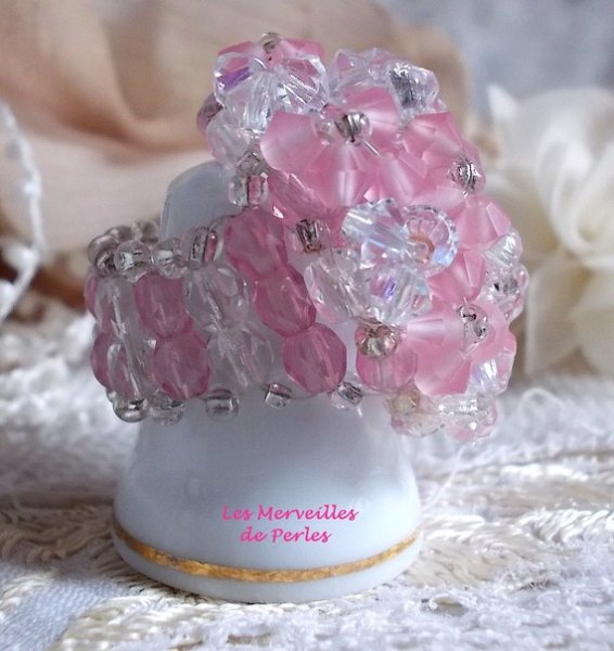 Fonkelende Roze Ring met Swarovski kristal facetten en spinners