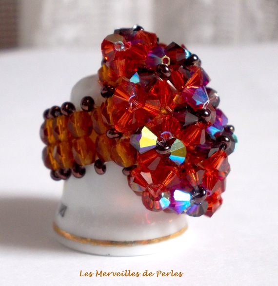Topaas ring met Swarovski kristal facetten en spinners