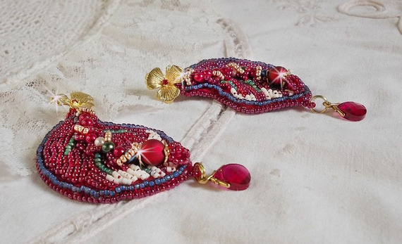 BO Enchantement d'Automne geborduurd met Swarovski-kristallen, parels en rocailles