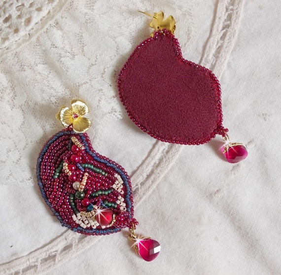 BO Enchantement d'Automne geborduurd met Swarovski-kristallen, parels en rocailles