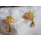 BO Zonnebloem Goud geborduurd met Swarovski kristallen, metalen roosjes en Miyuki zaadkralen