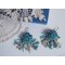 BO La Petite Sirène geborduurd met edelsteen kralen (Turquoise cabochons en Maansteen chips), Swarovski kristallen, parelmoer kralen, rocailles en 925 zilveren oorhaken.