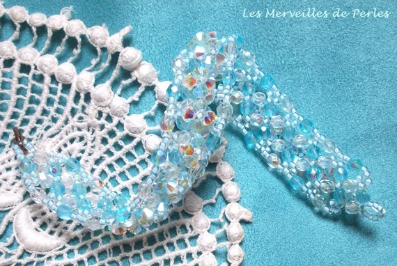 Crystal Blue armband met Swarovski kristal facetten en spinners