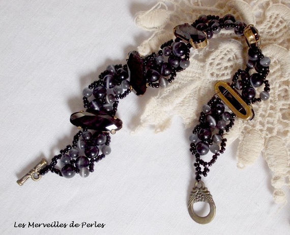 Liberty armband met Swarovski kristallen en glazen cat eye
